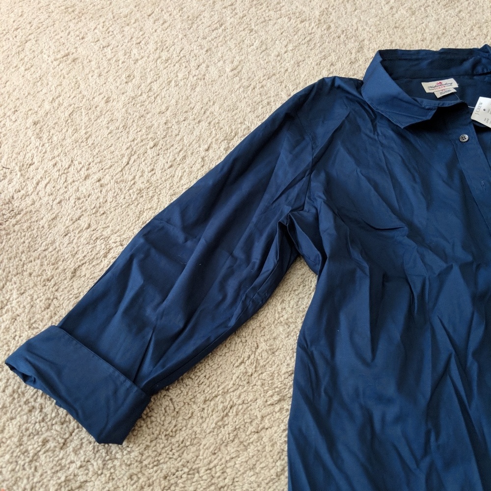 Navy cotton button down shirt